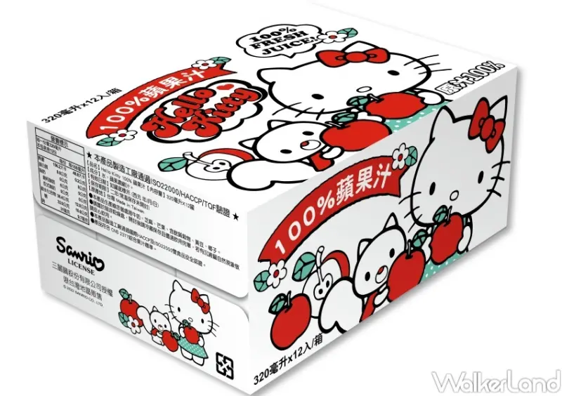 Hello Kitty 100%蘋果汁 / WalkerLand窩客島整理提供 未經許可，不得轉載