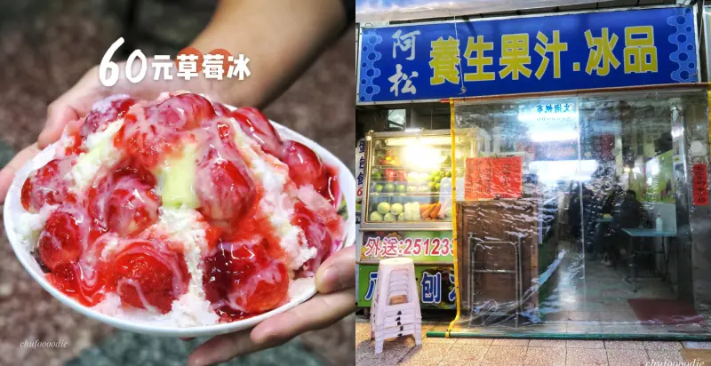 【小北阿松冰品】冬天草莓季超澎湃60元草莓煉乳冰在台南小北觀光夜市裡面~台南冰店超高CP值的必吃銅板美食~就連冬天也吃得到50元芒果冰唷!