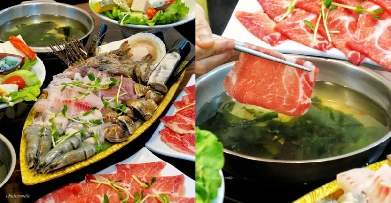 八方悅鍋物-高雄三民火鍋新鮮活跳跳的海鮮鍋物~雙人豪華海鮮船套餐鮮蝦,鮑魚,鮮蚵誠意十足鮮度滿分~飲料醬料冰淇淋滷肉飯刀削麵無限供應