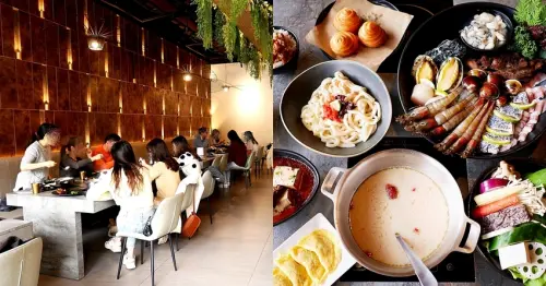 台中森林風火鍋，不收服務費，且超多特色湯頭可以選擇，其中超豐盛海鮮盤首推，搭配胡椒豬肚湯超讚-森饗鍋物