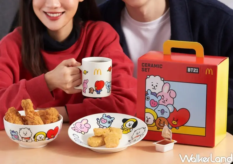 麥當勞 BT21 陶瓷餐具三件組 / WalkerLand窩客島整理提供 未經許可，不得轉載