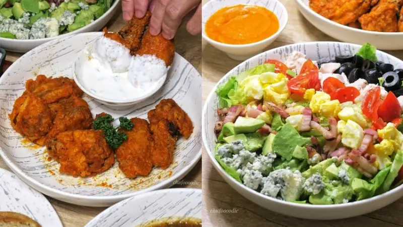 打貓廚房-嘉義民雄美食歐風建築美式餐酒館打貓廚房~焗烤花椰菜.是拉差辣雞翅滿滿美式風味料理~有吧檯座位可以欣賞調酒師表演的美式酒吧