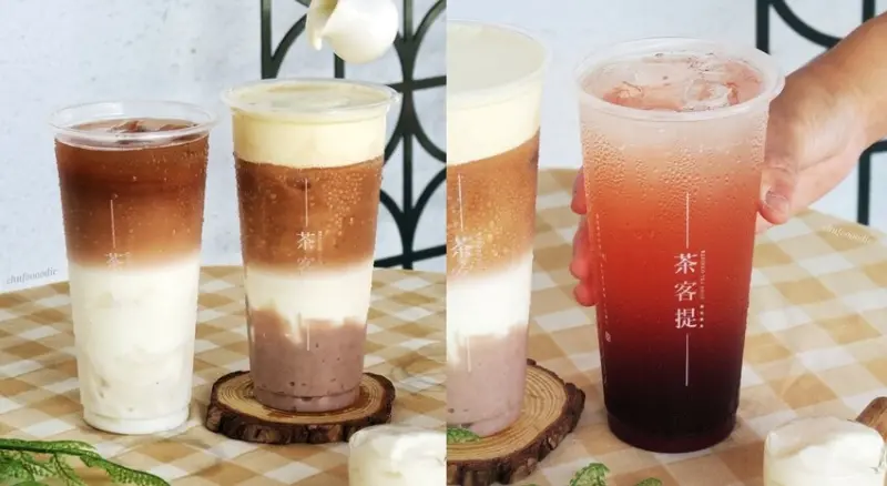 茶客提-柔美雪白雲頂厚芋拿鐵有鹹奶蓋和芋泥的多層次口感~桂花洛神梅酸甜中帶有淡雅的花香味~高雄楠梓飲料匠心職人茶室茶客提高雄德民店