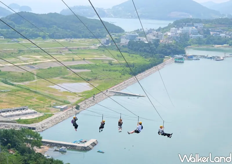 韓國麗水景點推薦 華美達廣場飯店 海上高空滑索/WalkerLand窩客島整理提供 未經許可不可轉載