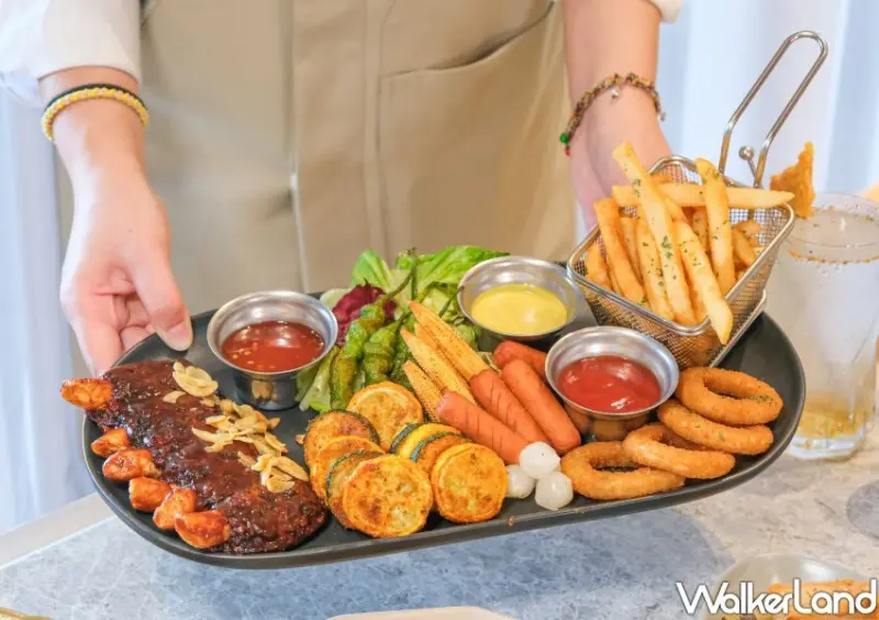 新店誠品裕隆城蔬食「養心沙龍」肋排炸物拼盤/ WalkerLand窩客島整理提供 未經許可不可轉載