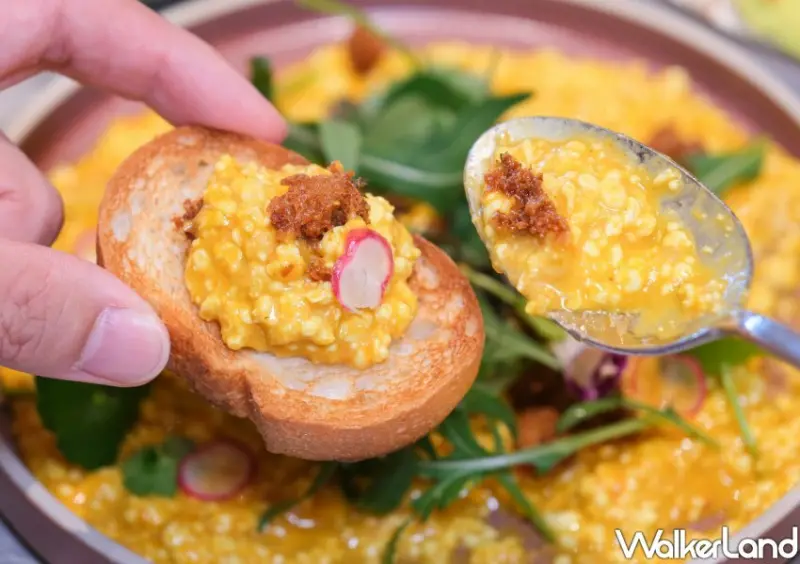 新店誠品裕隆城蔬食「養心沙龍」南洋蟹酥嫩蛋/ WalkerLand窩客島整理提供 未經許可不可轉載