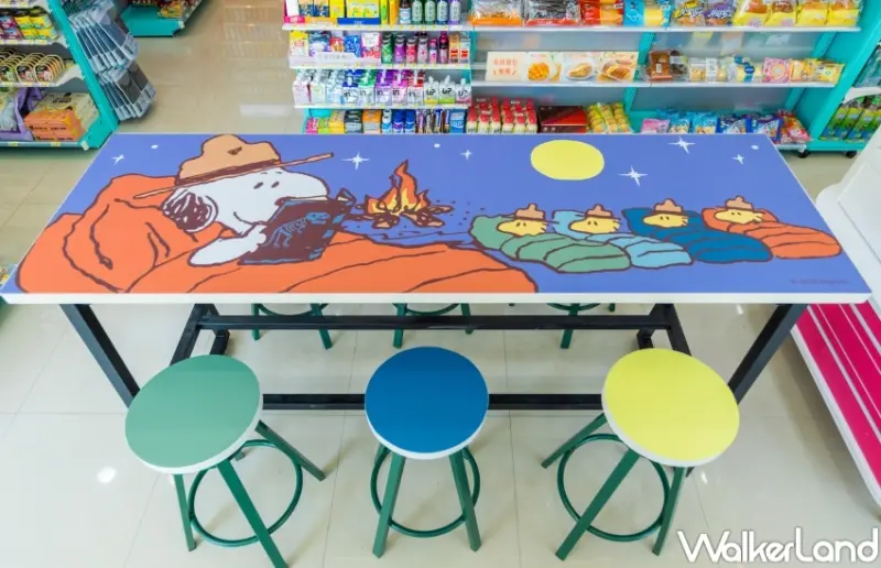 7-ELEVEN X考古恐龍史努比主題店 桌椅區 / WalkerLand窩客島整理提供 未經許可，不得轉載