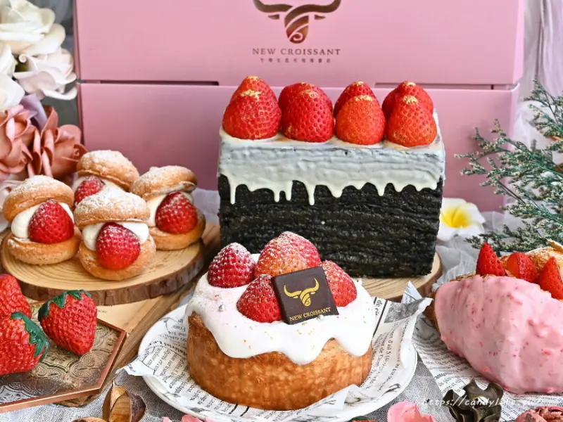 牛頌生乳可頌專賣｜台中爆紅甜點店草莓季開跑，多款超夢幻少女系草莓甜點，想吃記得先預訂