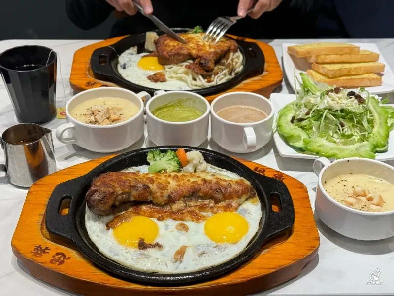 新北市板橋區思犇牛排板橋店 100%原肉只要220元起且免服務費 可享週邊吃到飽 打卡還送酥皮濃湯！