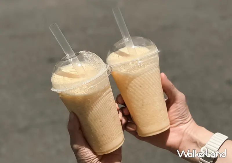桃園冰店推薦「角板山水蜜桃冰沙創始店」是真的水蜜桃冰沙/ WalkerLand窩客島整理提供 未經許可不可轉載。