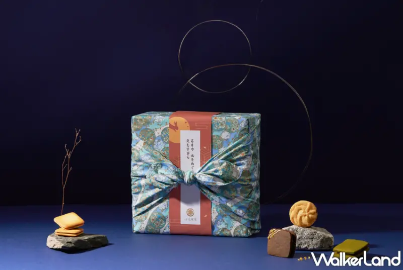 七見櫻堂推出「桂花東方美人三明治餅、香柚碧螺春達克瓦茲」風味甜點，限量手工禮盒加碼風呂敷包裝，為中秋節獻上濃情心意。