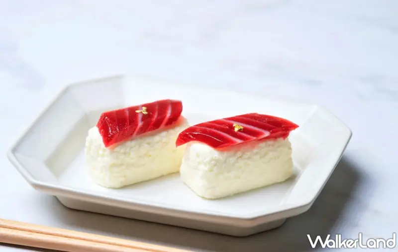 神旺普諾麵包坊「8兩重紅蟳、鮪魚握壽司、炙燒干貝握壽司」擬真甜點，看一眼就決定買了。