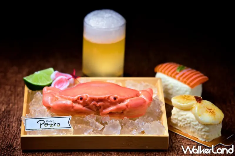 神旺普諾麵包坊「8兩重紅蟳、鮪魚握壽司、炙燒干貝握壽司」擬真甜點，看一眼就決定買了。