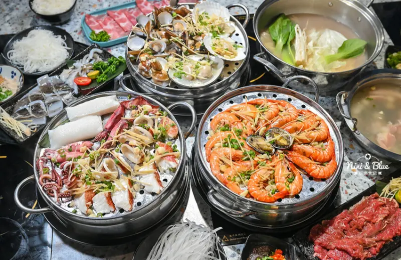 台中梧棲火鍋推薦，三井outlet附近高CP值蒸氣火鍋海鮮塔，推薦加購台灣溫體牛 -妮妮布魯