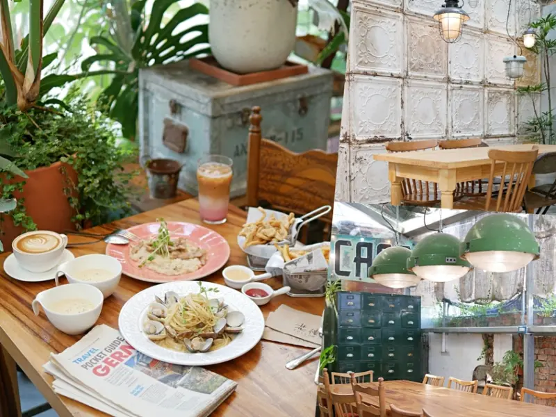 台南咖啡『花樓三店 Follow Coffee III』被滿滿綠意包圍的療癒系早午餐，漸層草莓拿鐵必點！台南下午茶｜正興街美食｜台南早午餐 - 曼達愛吃鬼