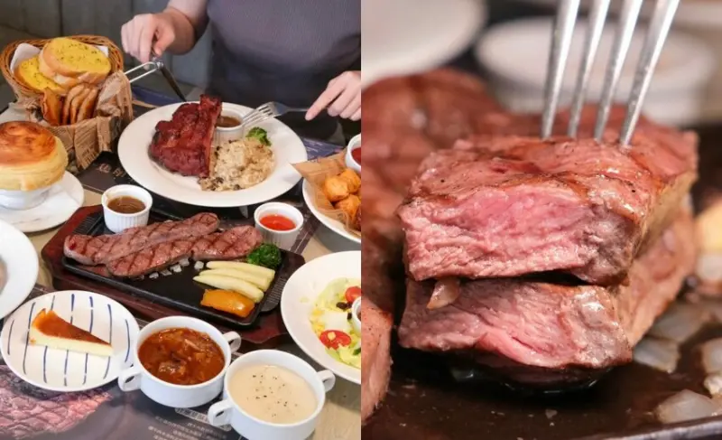 【台中美食】瀧厚炙燒熟成牛排｜切開會爆汁的半熟粉嫩牛排，還有牛肉羅宋湯、UCC咖啡等無限享用！ - 肉依小姐吃什麼