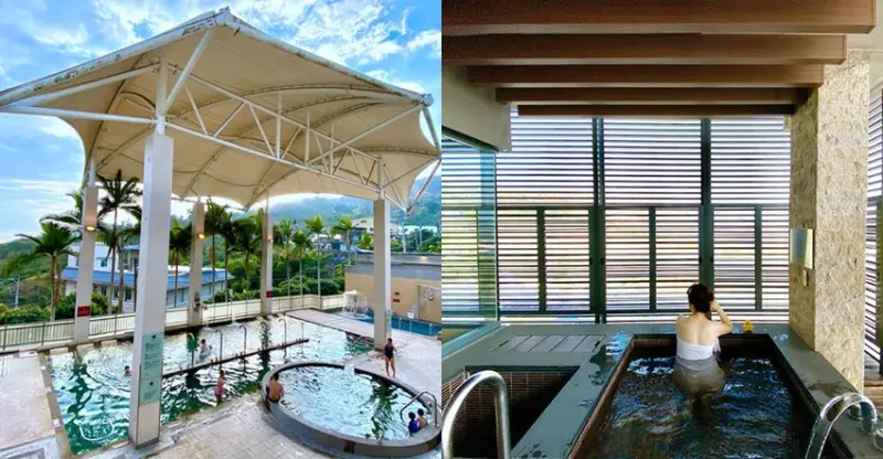 台中日光溫泉會館》房內美人湯池，湯湯屋大眾泡湯池、兒童遊戲室、陽光花園夜晚變星空夜吧