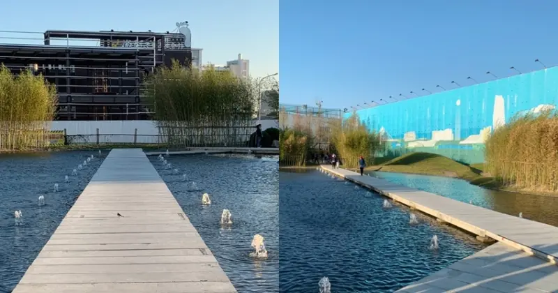 台中旅遊／台中最新打卡景點2043坪國聚甘露之地！水湳經貿園區中央公園最新網美IG打卡處　清水模石板步道超