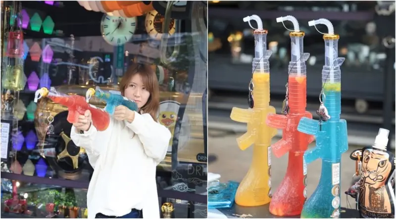 路邊撿到槍！請問你掉的是哪一把？邊喝邊玩台南超吸睛飲料槍 