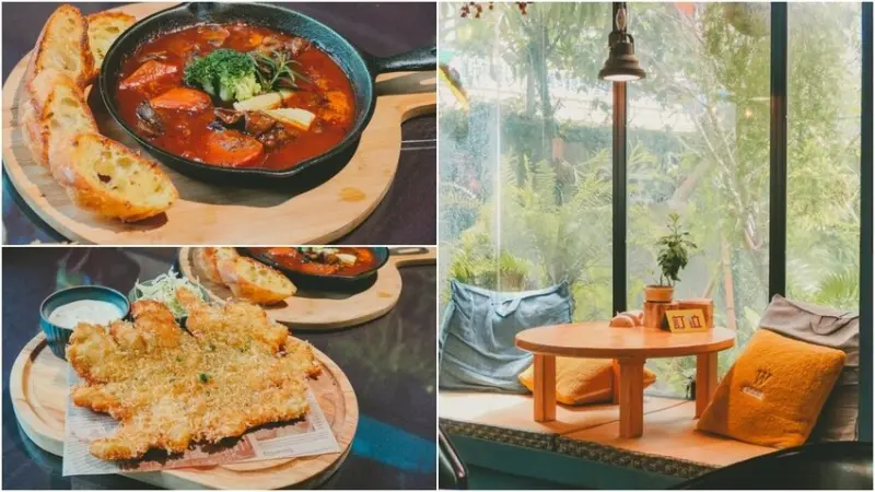 我享I ENJOY ▏綠意植栽把你包圍 埔心牧場附近森林系咖啡廳。比臉大豬排一定要點。桃園埔心美食 / 桃園不限時咖啡廳