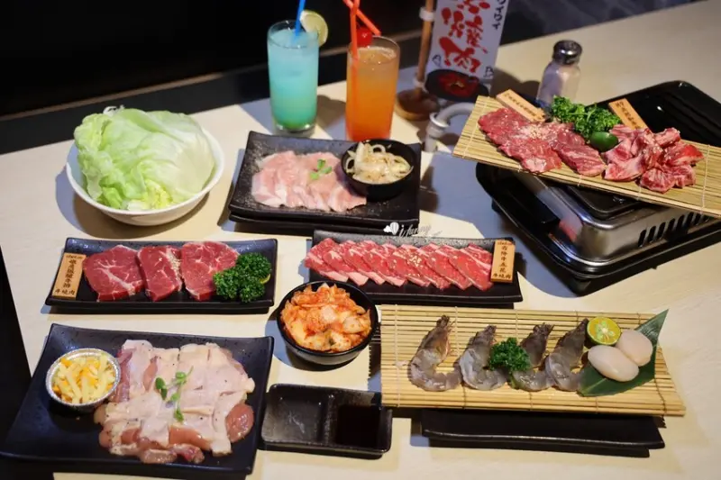 牛燒肉Yakiniku 新店必吃燒肉店  澳洲Ｍ9和牛豪華雙人套餐/日本生食級干貝