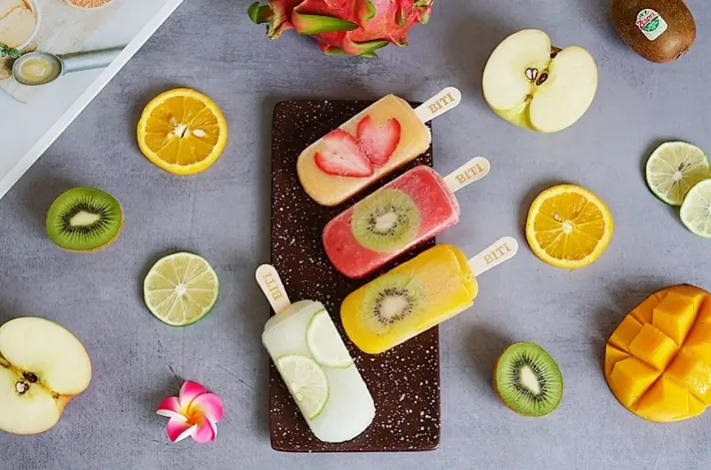 加了「果泥」的100%水果冰棒，門市、超市同步熱賣，團購限時優惠76折，還免運費!!