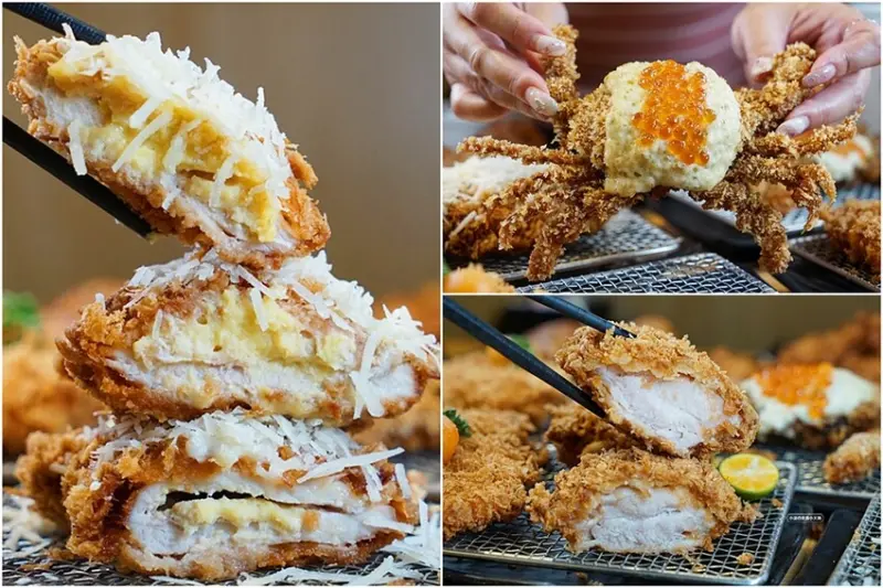 今夏最夯！！超狂榴槤起司豬排一咬就爆漿，無敵邪惡軟殼蟹佐塔塔鮭魚子，整隻都能入口，老饕非吃不可！