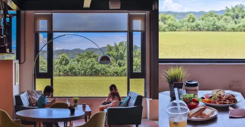 觀景窗台收藏無邊風光景致，一景金黃稻穗藍天為帳，波浪搖曳間飲一杯咖啡品一席悠閒時刻