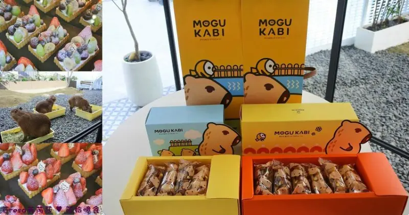台南伴手禮【MOGU  KABI豆塔專賣店】水豚社長萌樣極了！四款口味飽滿香脆的豆塔料多甜美呀！草莓／水果塔Ｉ