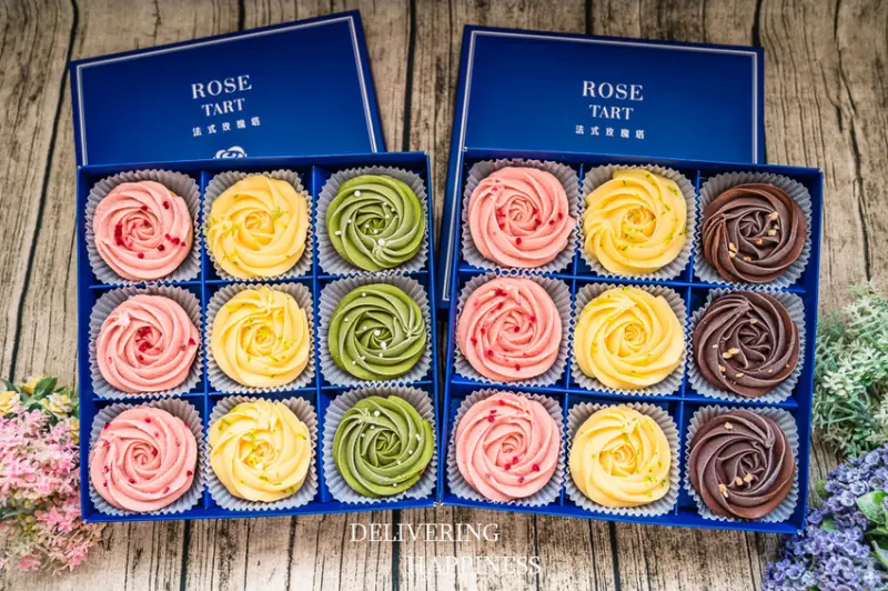 ｜台中團購｜傳遞幸福玫瑰塔，夢幻玫瑰造型檸檬塔，蕉香巧克力、宇治抹茶白玉新品上市 - Hallo！I'm 婷兒