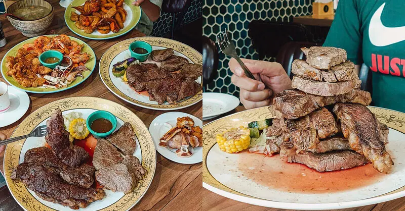 竹北牛排 | 放牛班大胃王份量套餐更新！72oz 可以吃到翼板、雪花、菲力三種肉品，換等值肋眼也可以喔！