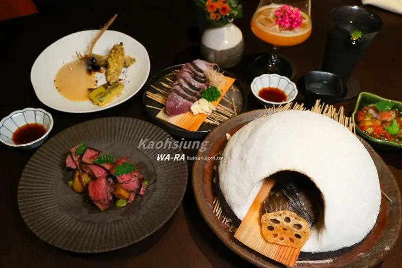 免出國就能品嘗日本正統古法藁燒日料、挑高光雕秀主題酒吧讓人驚艷!高雄洲際酒店「WA-RA 日式餐廳」わら餐廳新開幕 @台南好Food遊