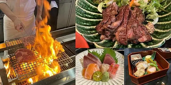 高雄美食【WA-RA】高雄洲際酒店日式餐廳新開幕，以稻草燻烤的方式呈現傳統日式料理，午間定食四選一，藳燒沙朗牛，時令生魚片((附菜單 - 壽司羊 的 美食旅行