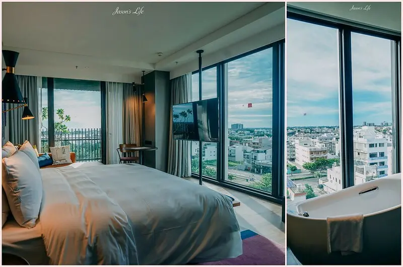 【台南安平｜住宿】台南安平雅樂軒。躺在床上就可看安平夕陽，浴缸泡澡搭配窗景，酒吧駐唱小酌助興