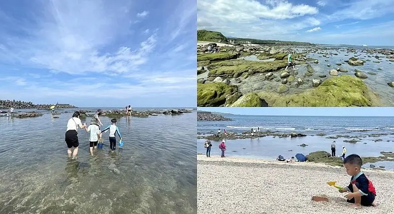 北海岸 石門玩水景點》石門洞 天然海蝕岩洞│潮間帶玩水、抓螃蟹觀賞自然生態！浪漫的貝殼砂灘。