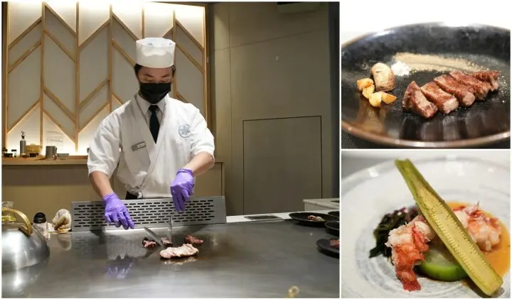 新竹火車站前無菜單鐵板燒料理龍蝦三吃A5和牛。台北爆紅鐵板燒插旗新竹