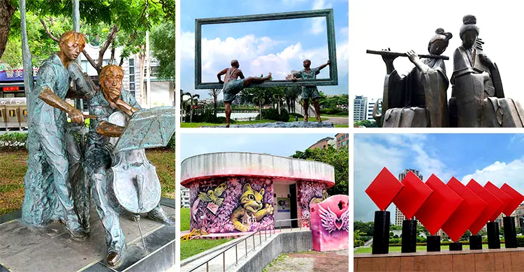 坐台中捷運｜豐樂雕塑公園站：踱步慢行於人工湖上白色拱橋頗有小江南韻味，戶外雕塑美感柔和了城市一角！