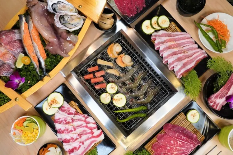 台中美食｜義崎丼燒肉自慢個人燒肉 260元起附自助吧 10多種食材吃到飽