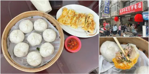 現包現蒸汁感厚皮小籠包。傳統古早味手工雙蛋餅