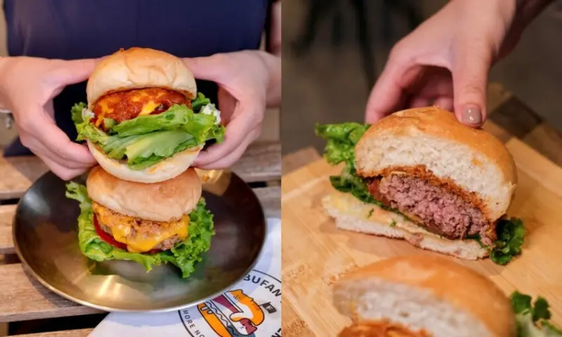 【台中美食】凡與不凡手作漢堡｜激厚手打肉排咬下會爆汁，一手無法掌握的浮誇系美味 !  - 肉依小姐吃什麼