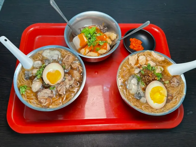 【蘆洲麵線推薦】蘆洲樂福手工麵線，獨家蒜味麵線+秘方辣醬，蚵仔、雞丁軟嫩、大腸脆口，三種，蘆洲美食，