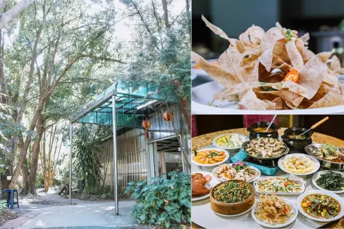 隱密樹林差點找不到餐廳大門！看不出賣客家桌菜料理,13道海陸合菜4500元,生意好得嚇嚇叫,沒預約吃不到,饗樂花園餐廳