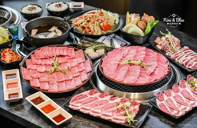 唯真燒肉 |南投草屯燒肉推薦，全日本A5和牛套餐肉量超多，日式燒肉+泰式青木瓜沙拉超好吃 @Nini and Blue  玩樂食記