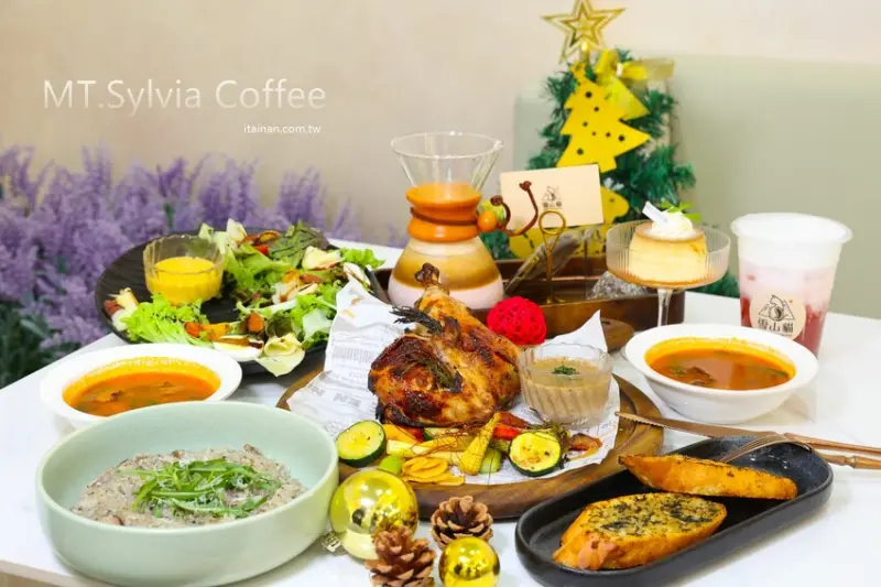 安南區的雪山~藏身在工業區的超夢幻咖啡廳，純白玻璃屋美到翻「MT.Sylvia Coffee 雪山貓」超吸睛聖誕烤雞餐，超Chill氛圍宛如偽出國 @台南好Food遊