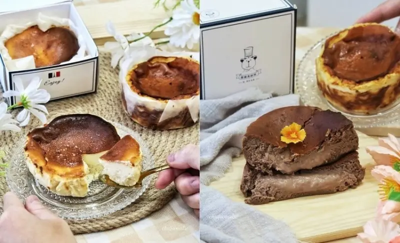 瑞瑞食研所RichBear-法式甜點國王巴斯克乳酪蛋糕~冰吃像是濃乳酪冰淇淋熱食類似流心重乳~烈焰酒心,法國可可,比利時草莓多種乳酪蛋糕口味可以選擇!