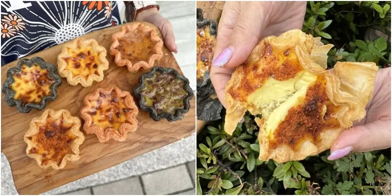 新竹縣竹北市千層雲朵蛋塔全國獨家最多口味🎉 巨城SOGO快閃日賣千顆實體店面終於開賣了💕 老師傅手工酥皮蛋塔超脆口就在水豚麥胖！--跟著踢小米吃喝玩樂趣