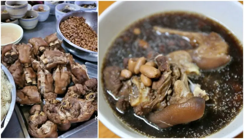 彰化美食五信豬腳麵線｜彰化日賣3小時老字號五信豬腳推薦燉湯品豬腳湯、腳蹄湯，黑豆豬尾湯、清燉鯰魚湯、