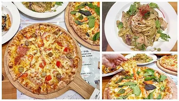 拍拍手披薩咖啡-新北蘆洲美食，蘆洲披薩推薦，$228元起，超過20種口味的平價義式手工窯烤披薩，還有份量十足義大利麵，推薦必吃五重奏披薩、海盜披薩!