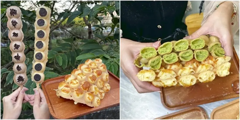 好長一串的創意雞蛋仔！還有日本麵粉及法國奶油做出內餡多多雞蛋仔！