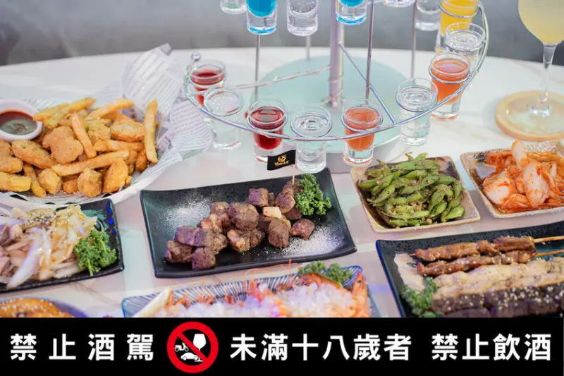 【海神弄局餐酒Bar】三小時暢飲799元，永和餐酒館，爆汁骰子牛、超大尾草蝦是必點，永安市場捷運站美食│菜單